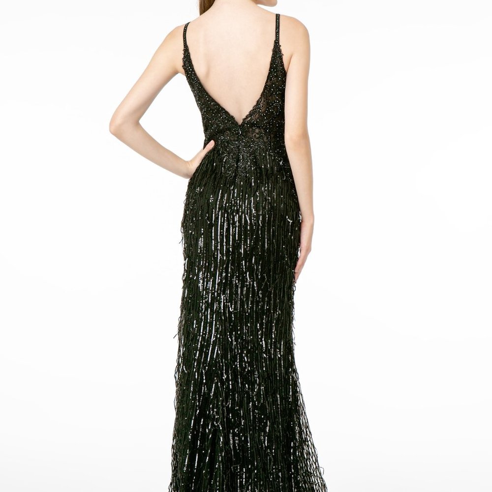 NEW BLACK V-Neck Spaghetti Strap Sheath Dress GSGL1824 - Picture 2 of 3